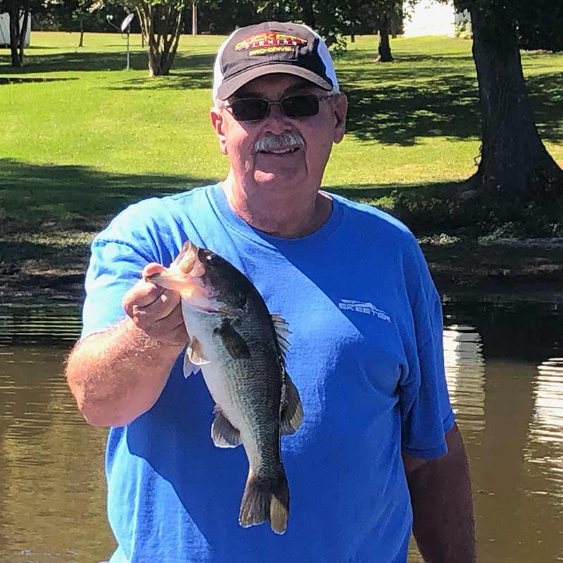 Stan Gunter with one of the few hungry bass in Lake Murray right now