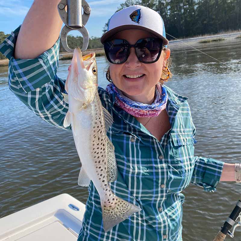 A beautiful trout caught this week with Captain Smiley 