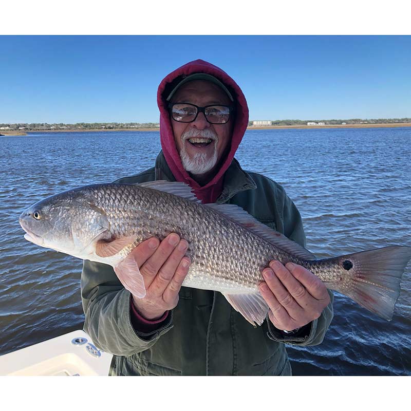 A nice redfish caught this week with Captain Smiley Fishing Charters