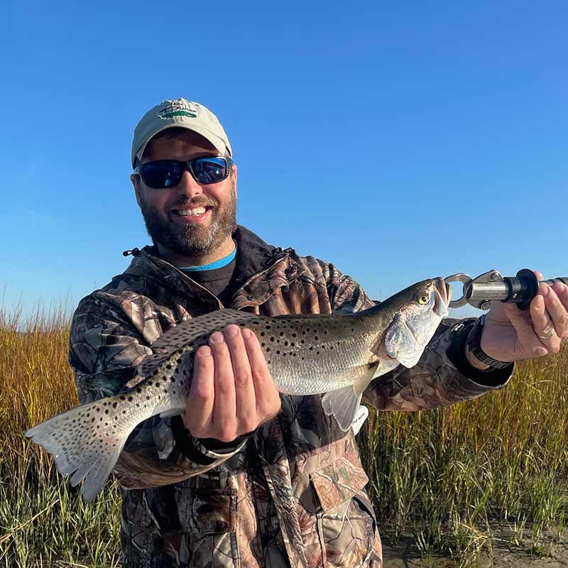 A nice trout caught recently with Captain Smiley Fishing Charters