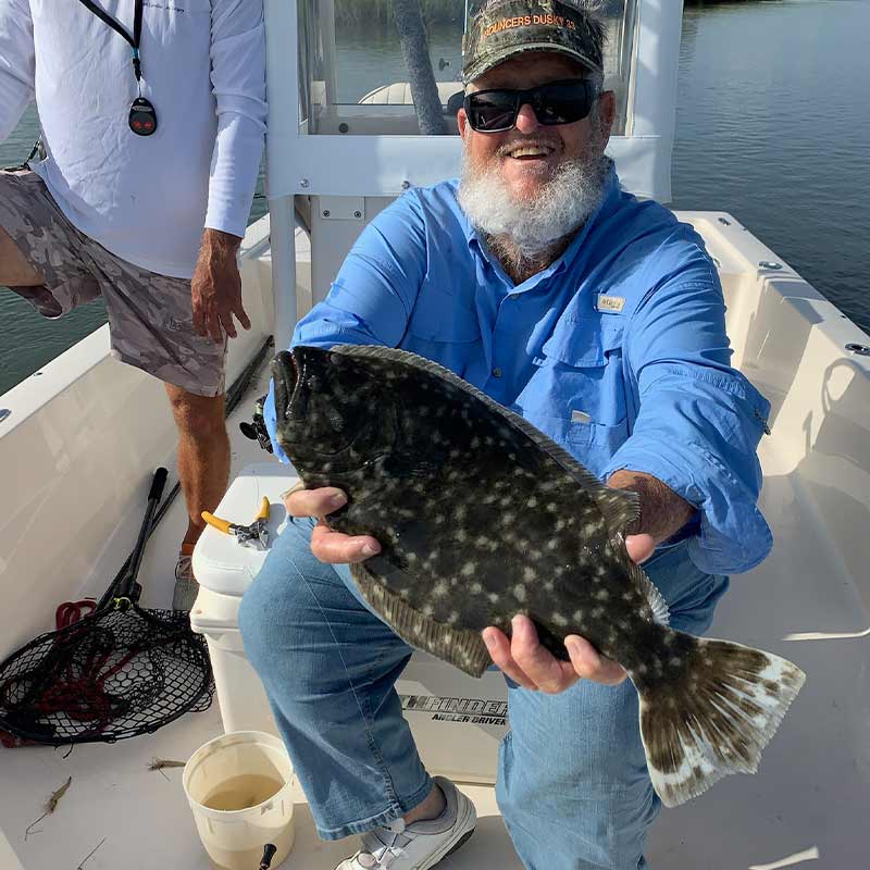 A rare keeper flounder, caught this week with Captain Smiley