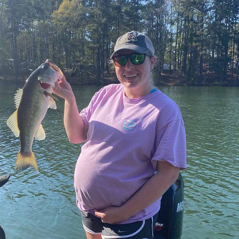 Mrs. Tyler Matthews, 21 weeks pregnant with two future fishermen, with a nice one caught this week