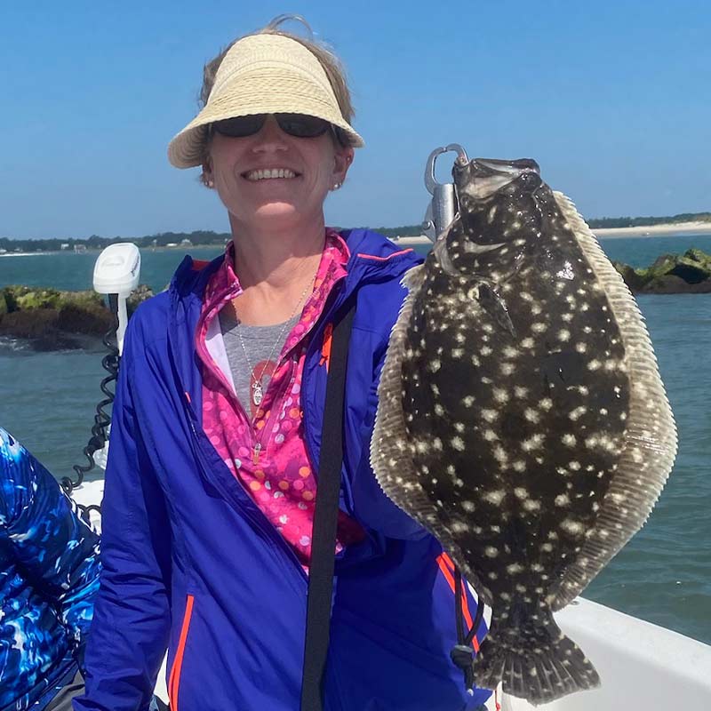 A beautiful flounder caught with Cush's Calmwater Charters