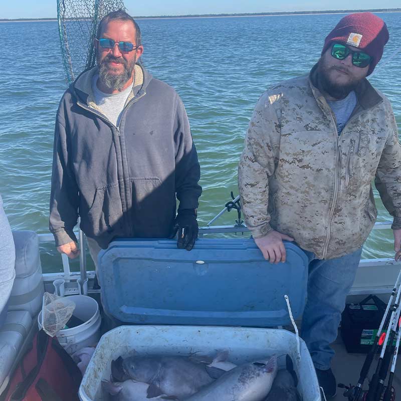 Filling coolers with Captain Bobby Winters