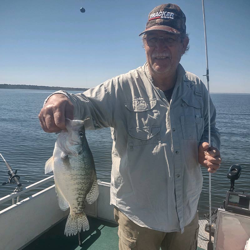 A nice white crappie caught out deep with Captain Steve English this week