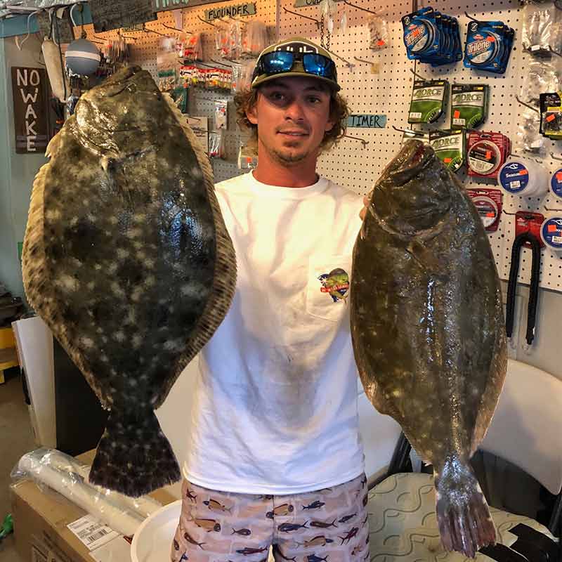 A couple of big flounder weighed recently at Baisch Boys Bait and Tackle 