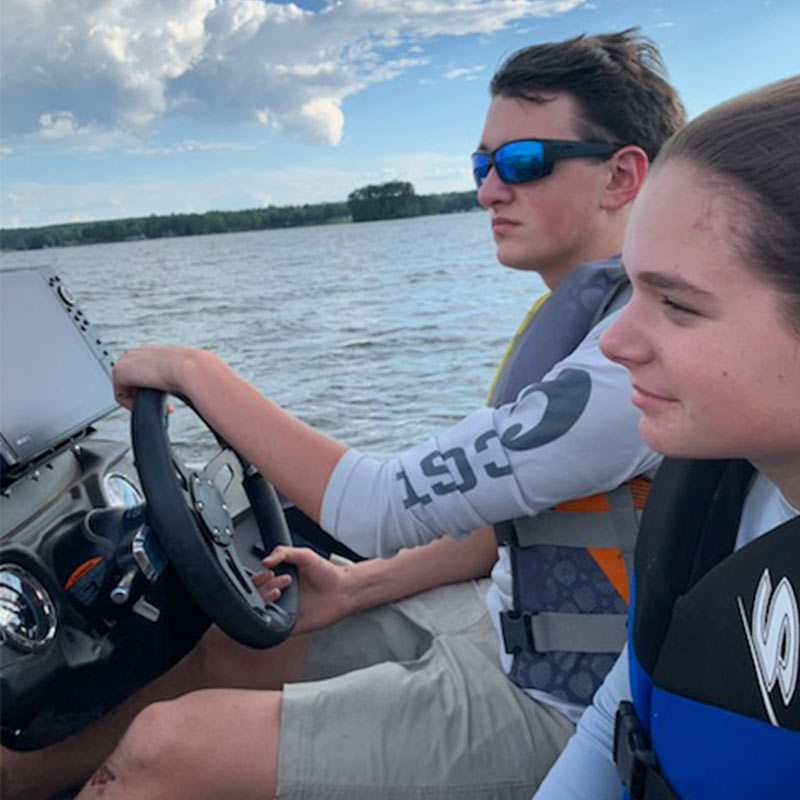 Fisher and Sarah Rodgers out on the water last night