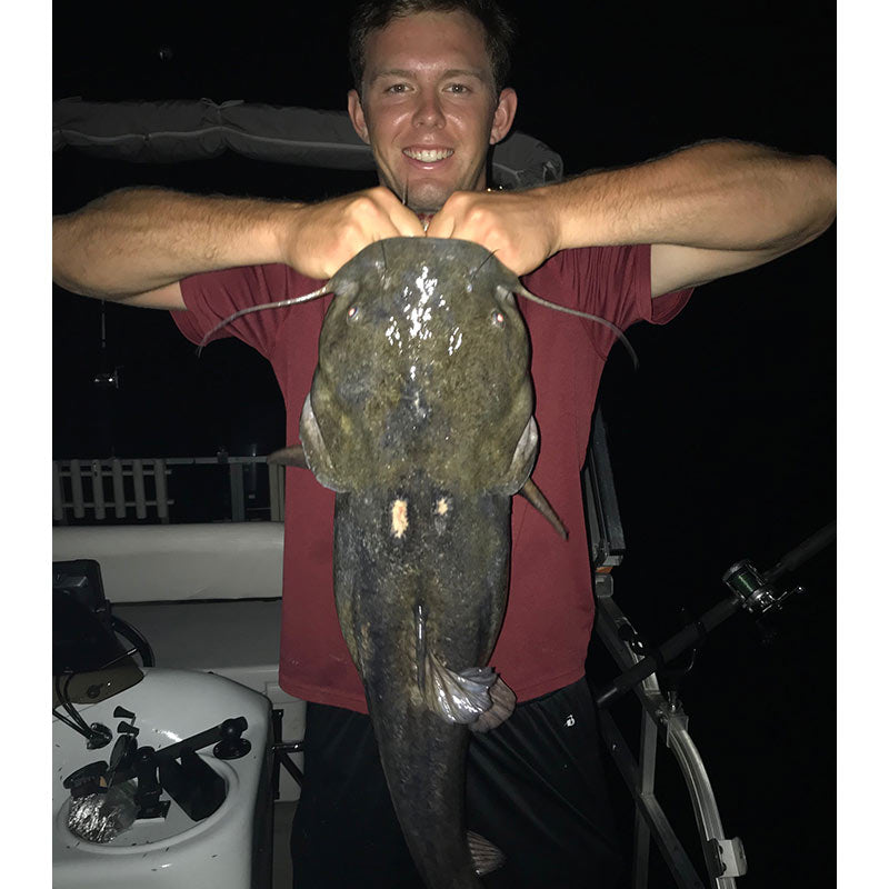 Jeff Taylor with a nice Wylie flathead caught at night with his dad