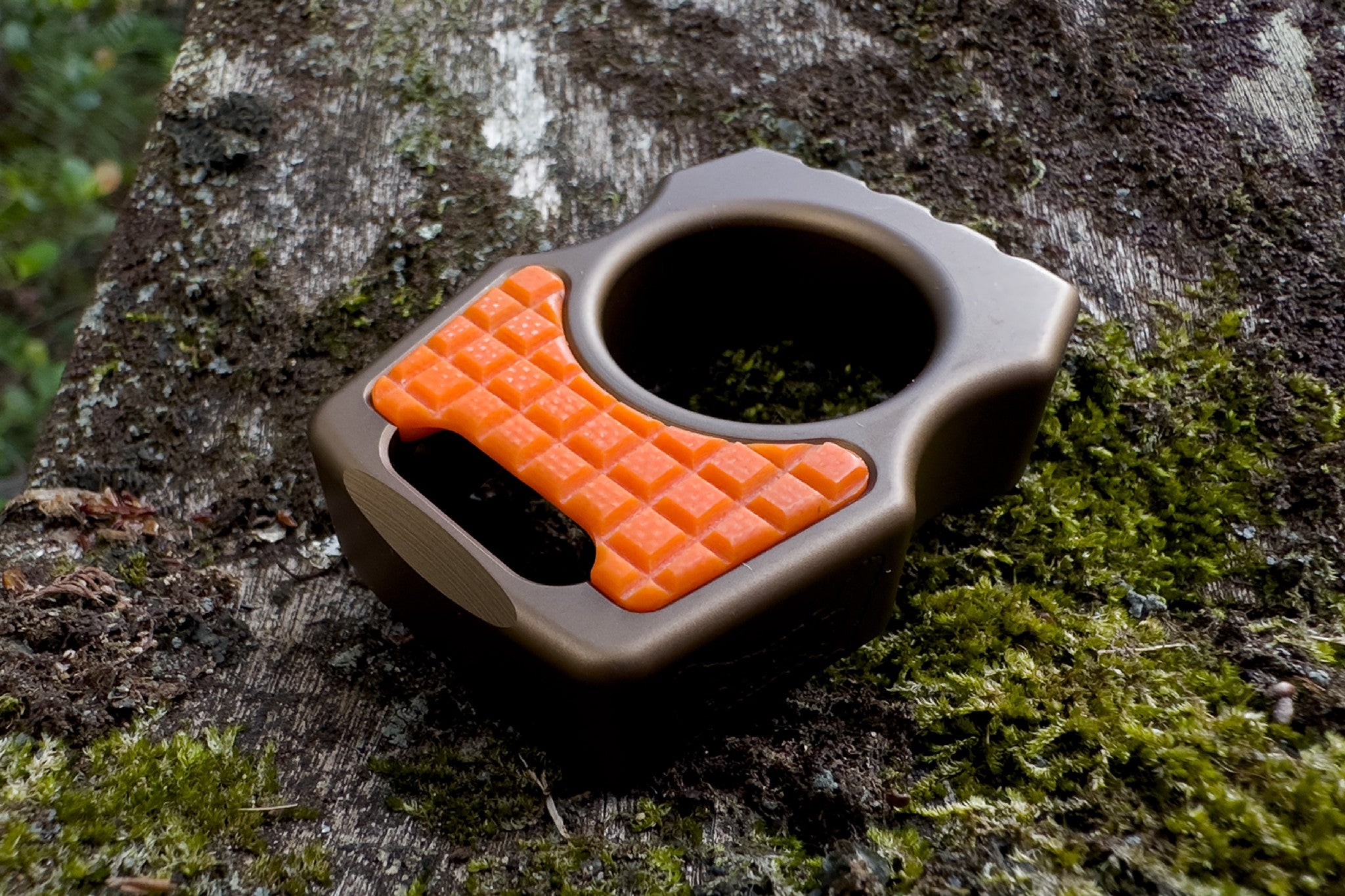 Inlay for Customization Brass Knuckles Orange G-10 Relief Square Pattern