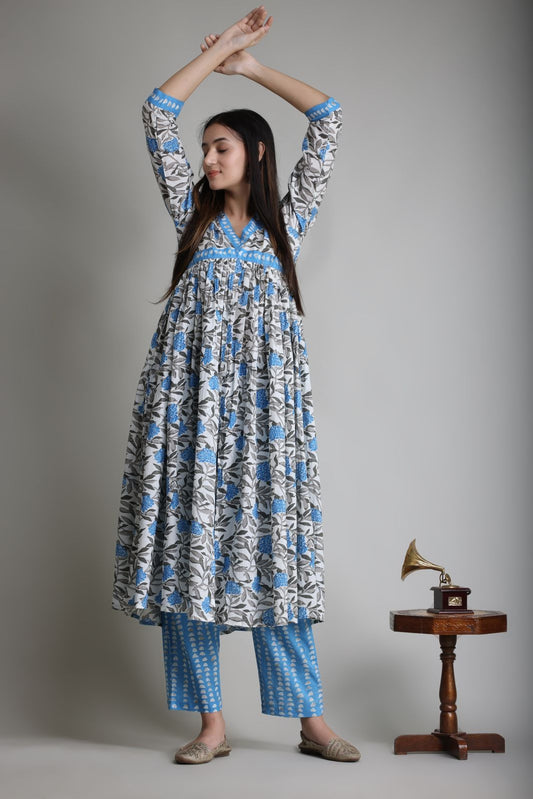 Mystic Blue Mix Match Alia Style Kurti Pant Set – jaipurvastrakala