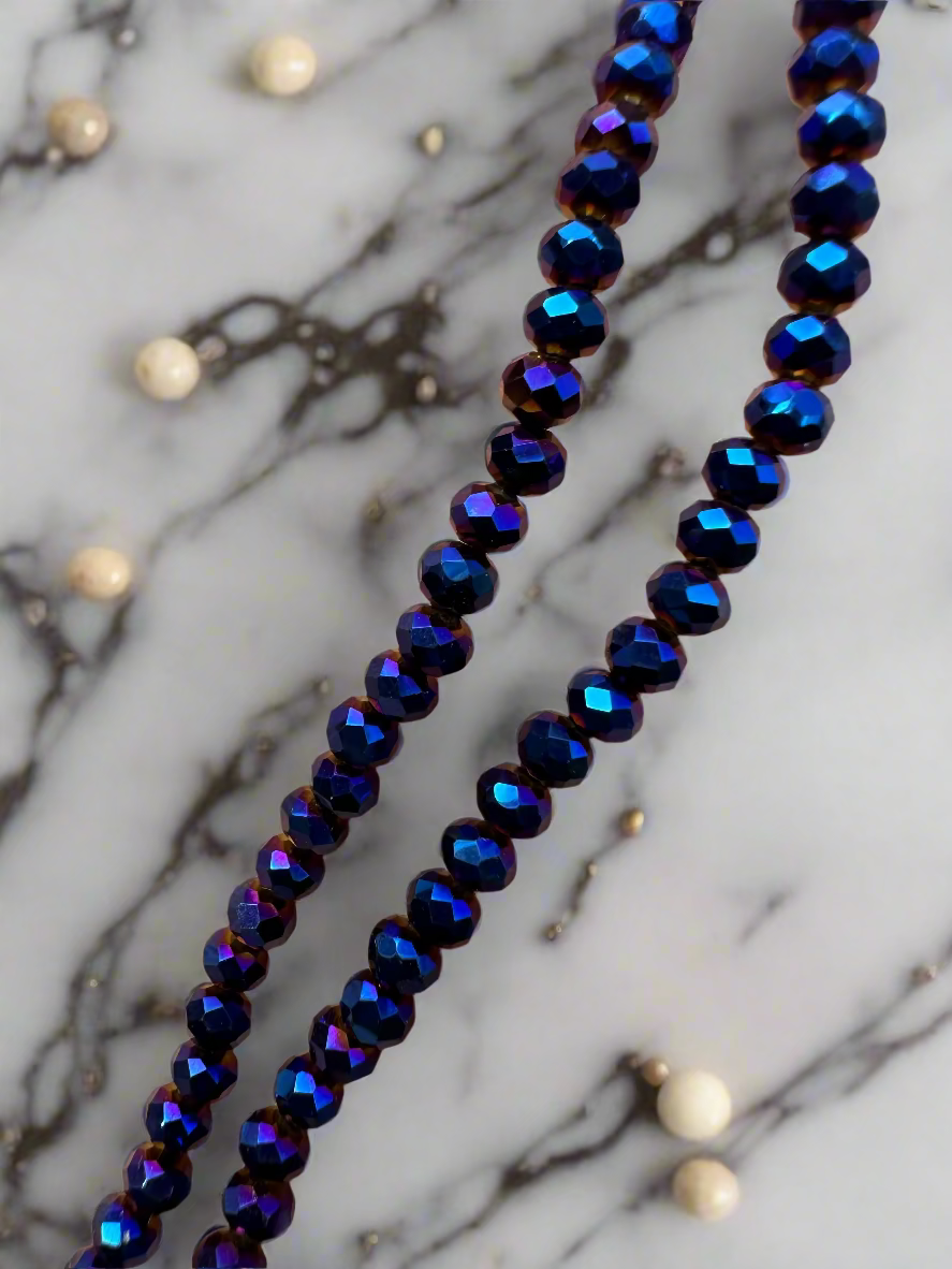 Purple-Blue Faceted Glass Beads