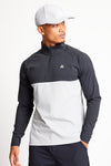 Slim Fit Coloured Blocked 1/4 Zip Top  - Putter Black / Driver Grey