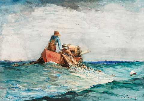 Hauling in the Nets (1887) by Winslow Homer