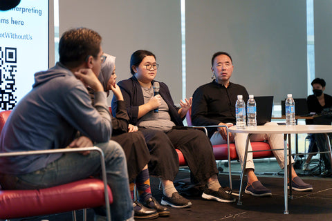 Photo of the panelists. Left to right: Alvan Yap, Nurul Fadiah Johari, Jocelyn Tay, Wong Meng Ee (moderator).