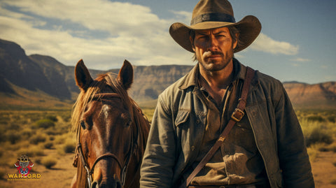 Portrait of a cowboy with hat in western movie style