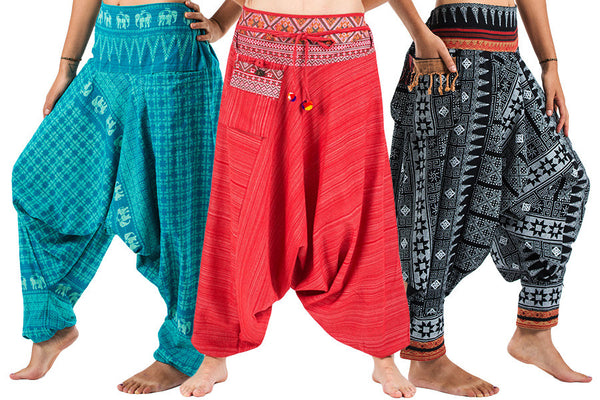Hill Tribe Fabric Harem Pants with Ankle Straps