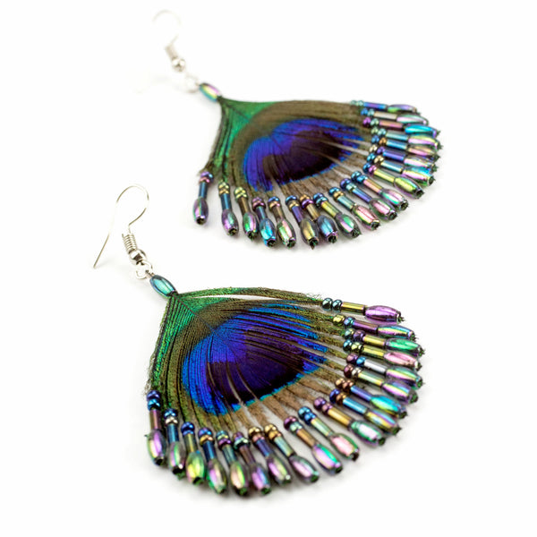Peacock Feathers Rainbow Beads Earrings – Harem Pants