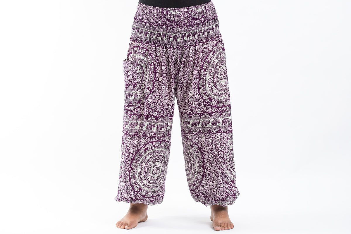 Plus Size Paisley Elephant Women's Elephant Pants in Purple – Harem Pants