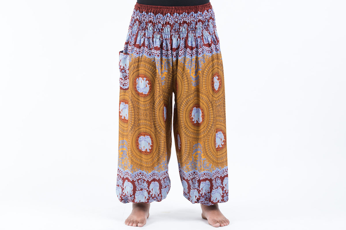 Plus Size Mandala Elephant Women's Elephant Pants in Bronze – Harem Pants