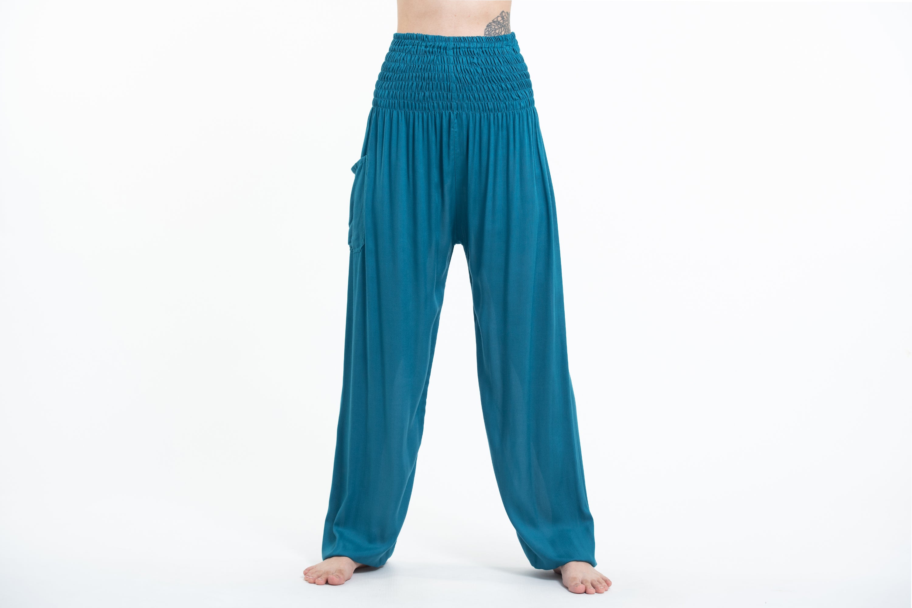 Solid Color Women's Tall Harem Pants in Black