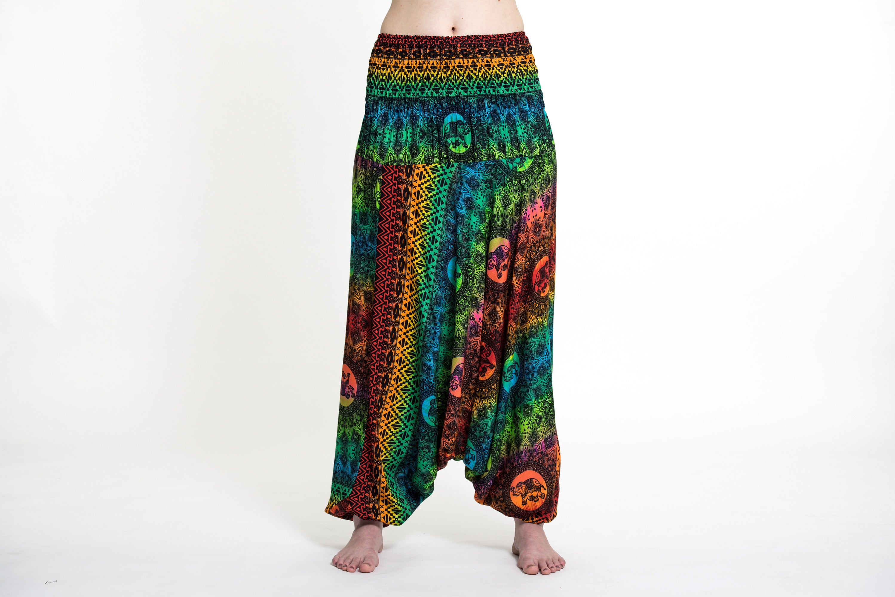 Rainbow Elephant 2-in-1 Jumpsuit Elephant Pants in Orange – Harem Pants