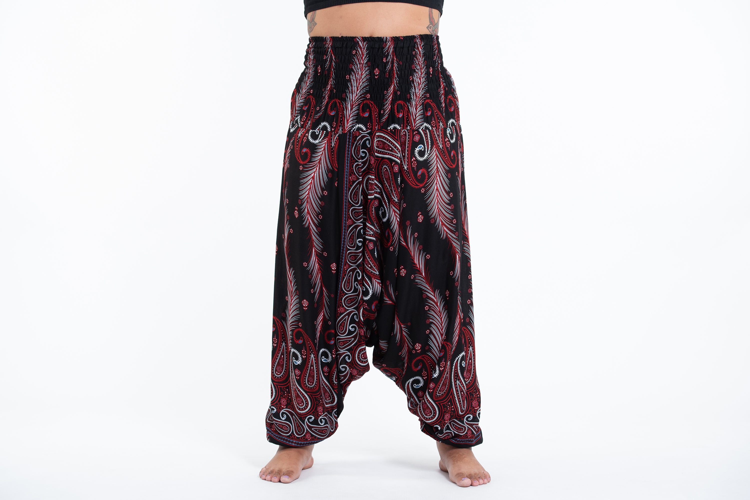 Solid Color 2-in-1 Jumpsuit Harem Pants in Black