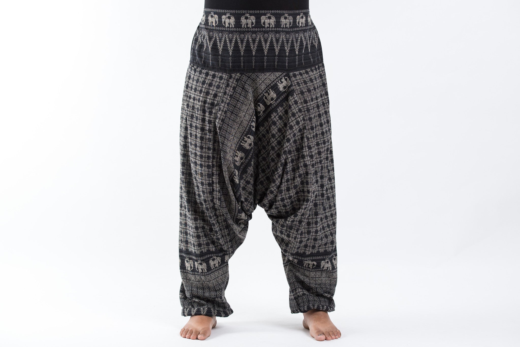 Plus Size Hill Tribe Elephant Women's Elephant Pants in Black – Harem Pants