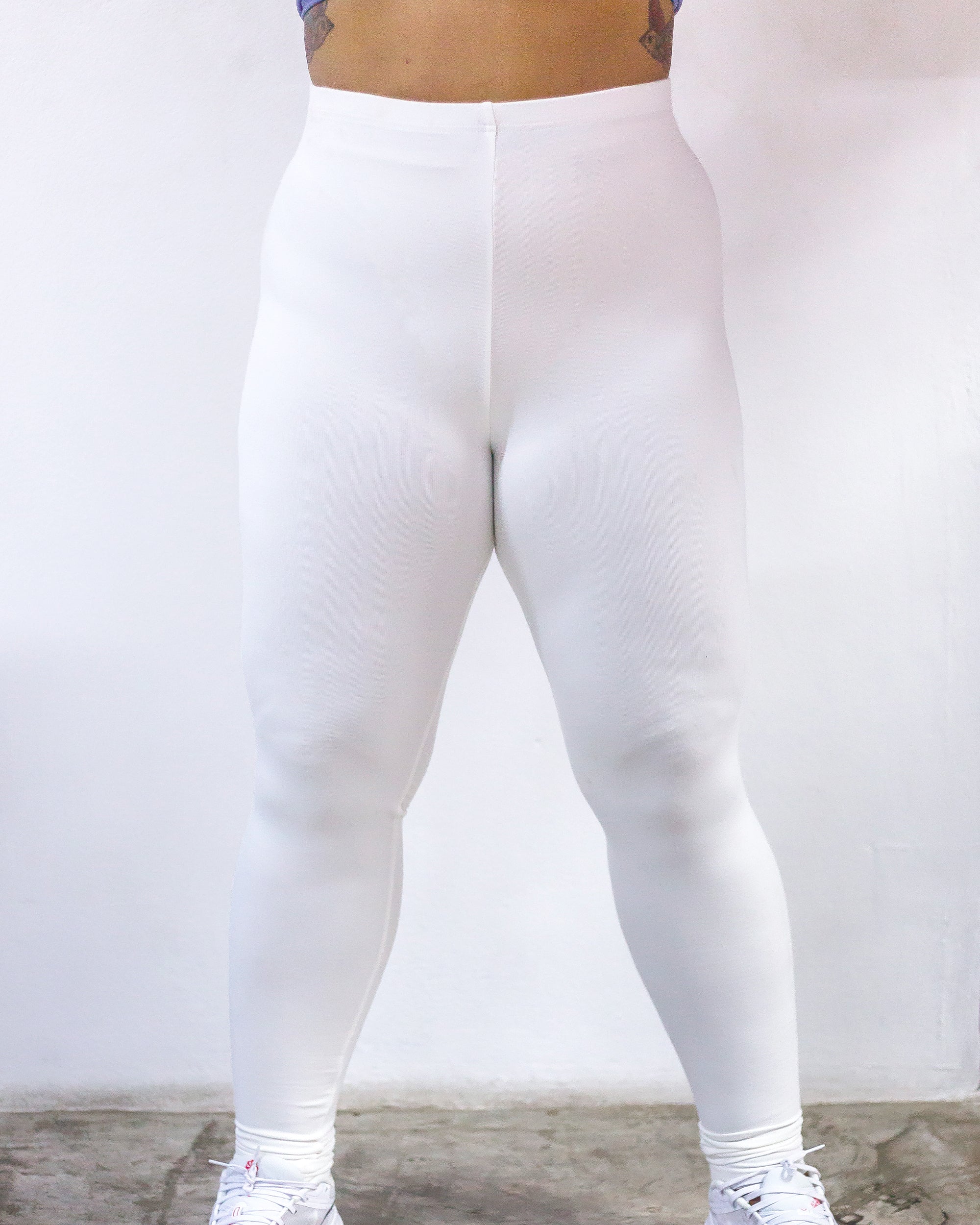 Plus Size Solid Color Cotton Leggings in Blue – Harem Pants