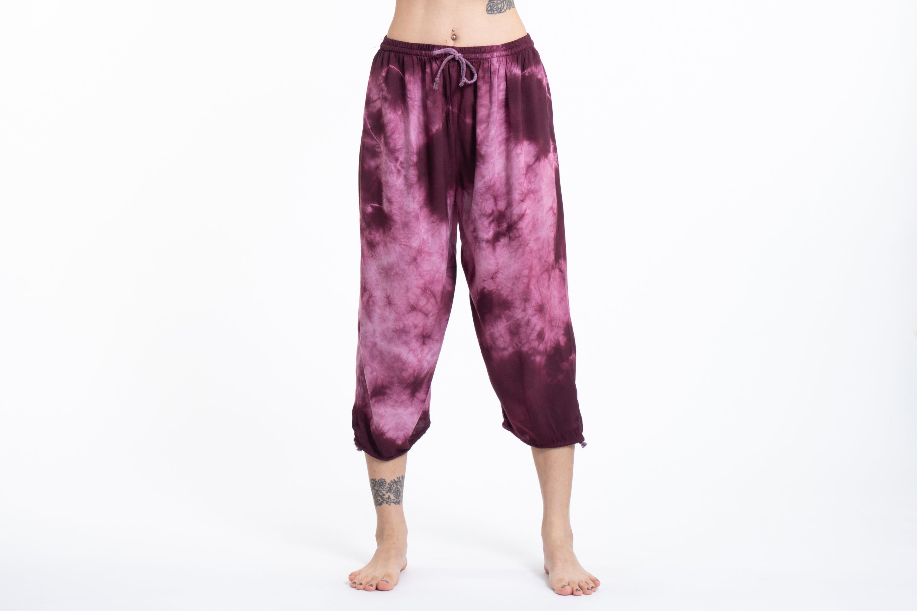 Cotton Women Harem Pants in Solid Purple