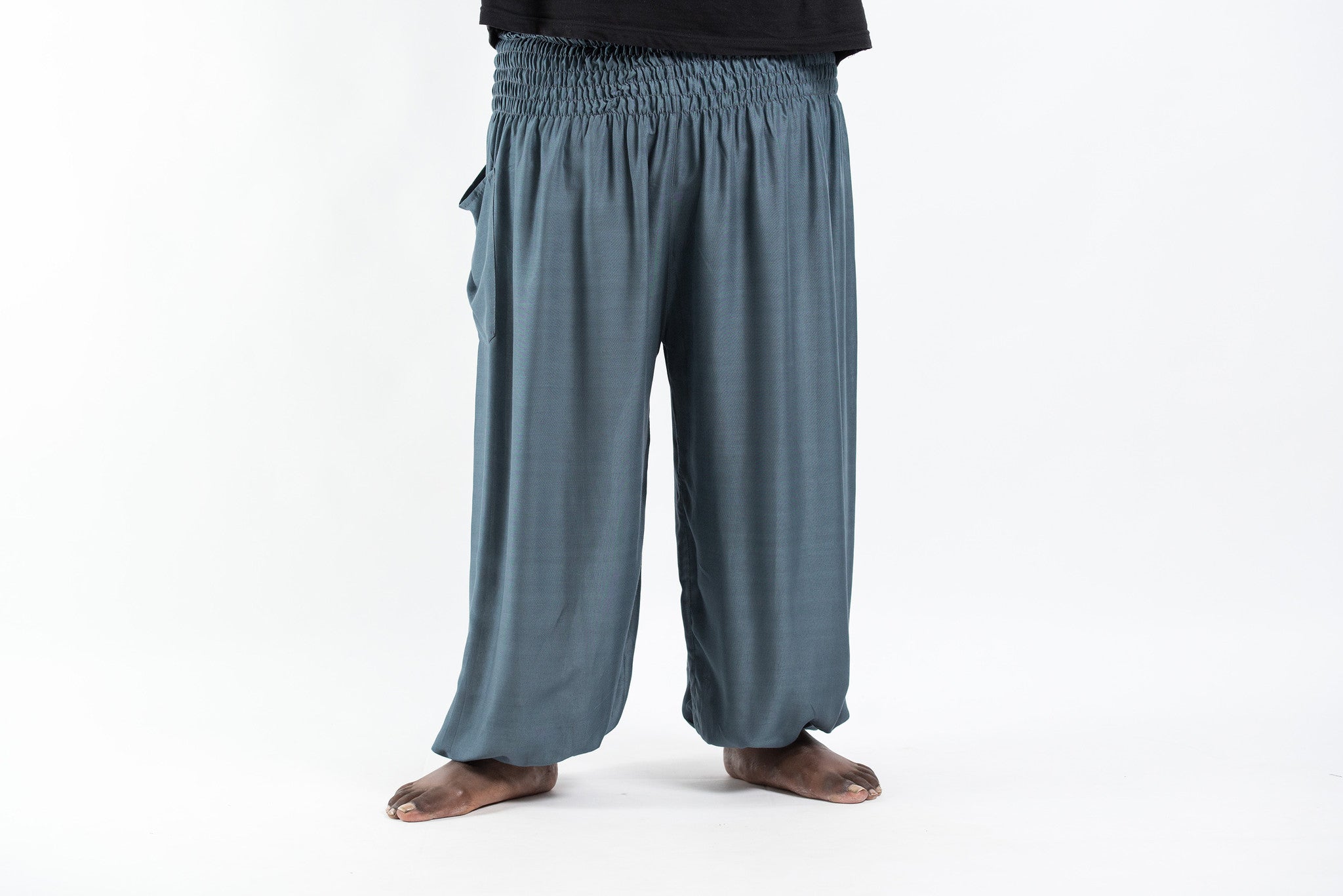 Plus Size Solid Color Men's Harem Pants in Gray