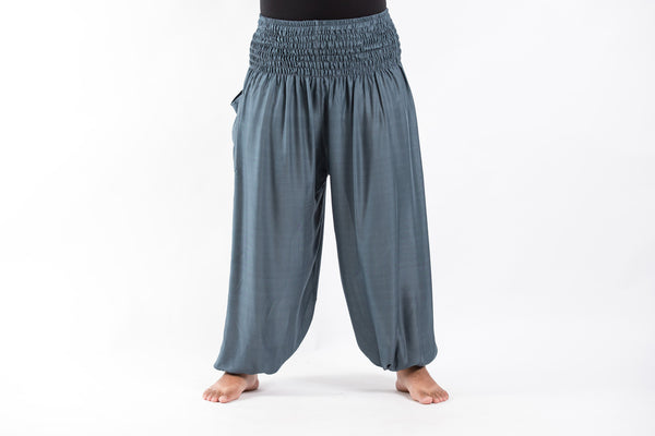 Plus Size Solid Color Women's Harem Pants in Gray