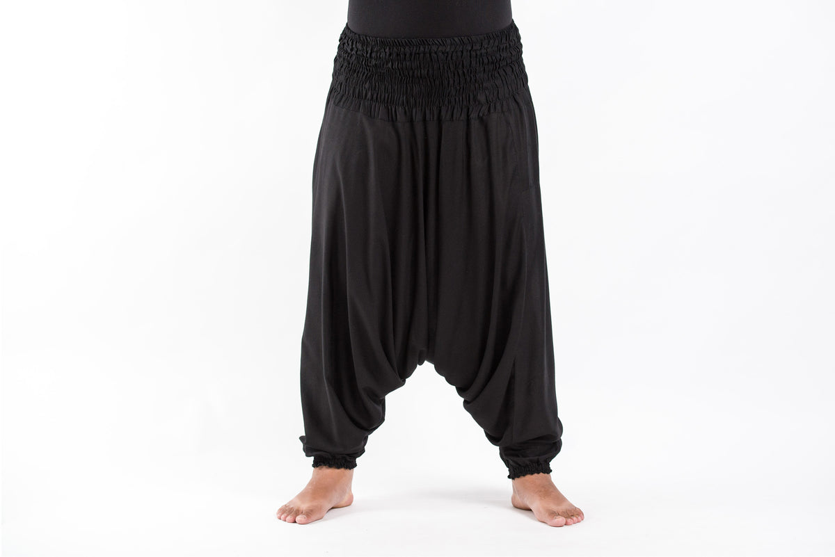 Plus Size Solid Color 2-in-1 Jumpsuit Harem Pants in Black