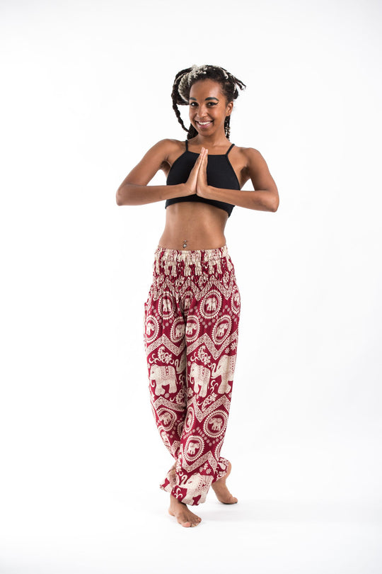 Red Bamboo Rayon Thai Elephant Pants