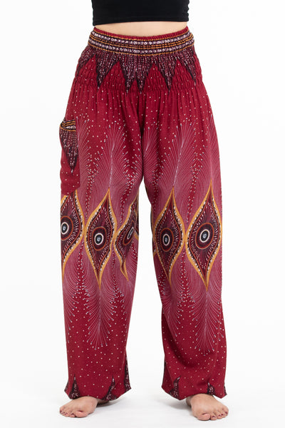Diamond Peacock Men's Harem Pants in Red