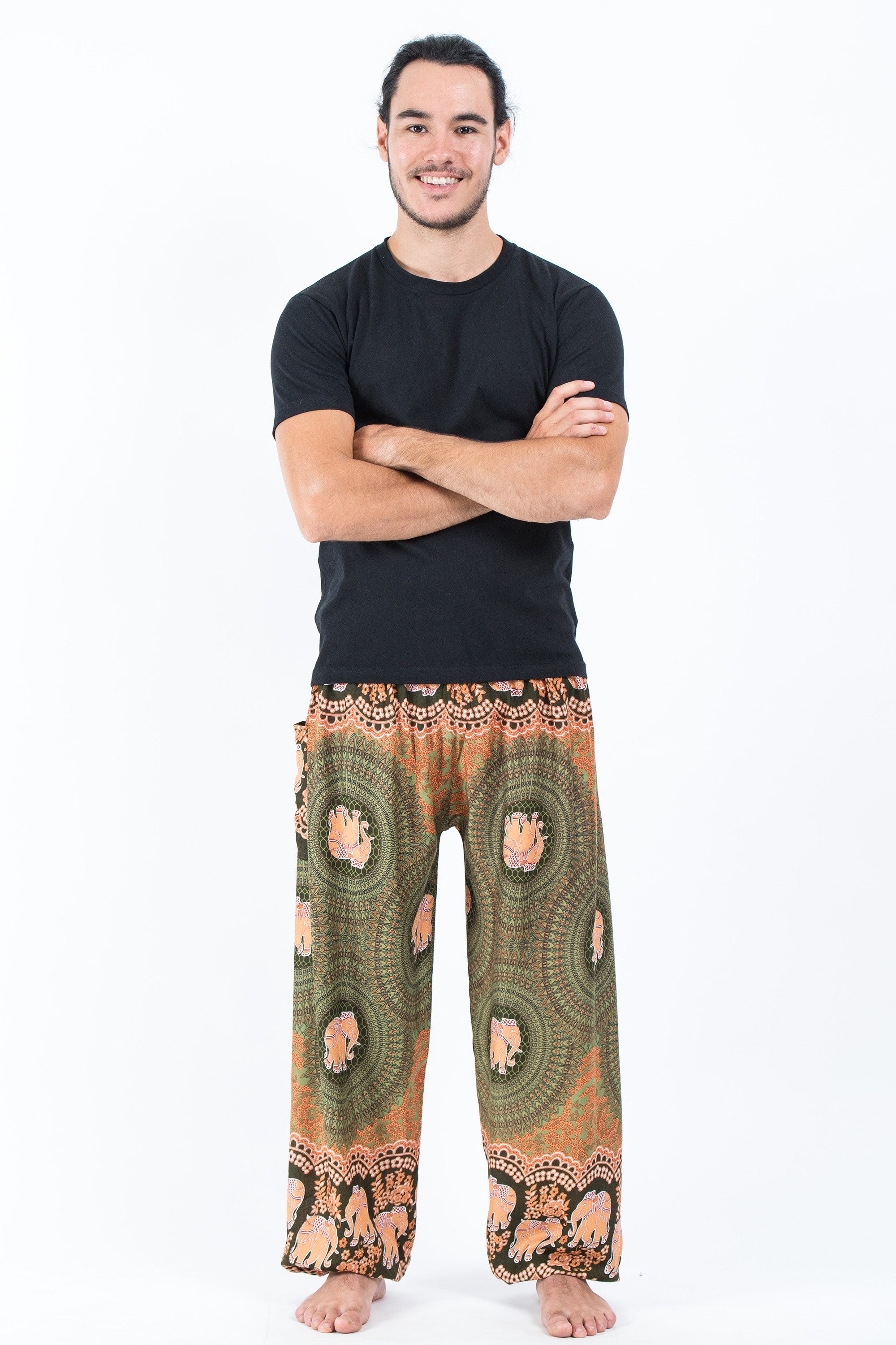 Mandala Elephant Men's Elephant Pants in Olive – Harem Pants