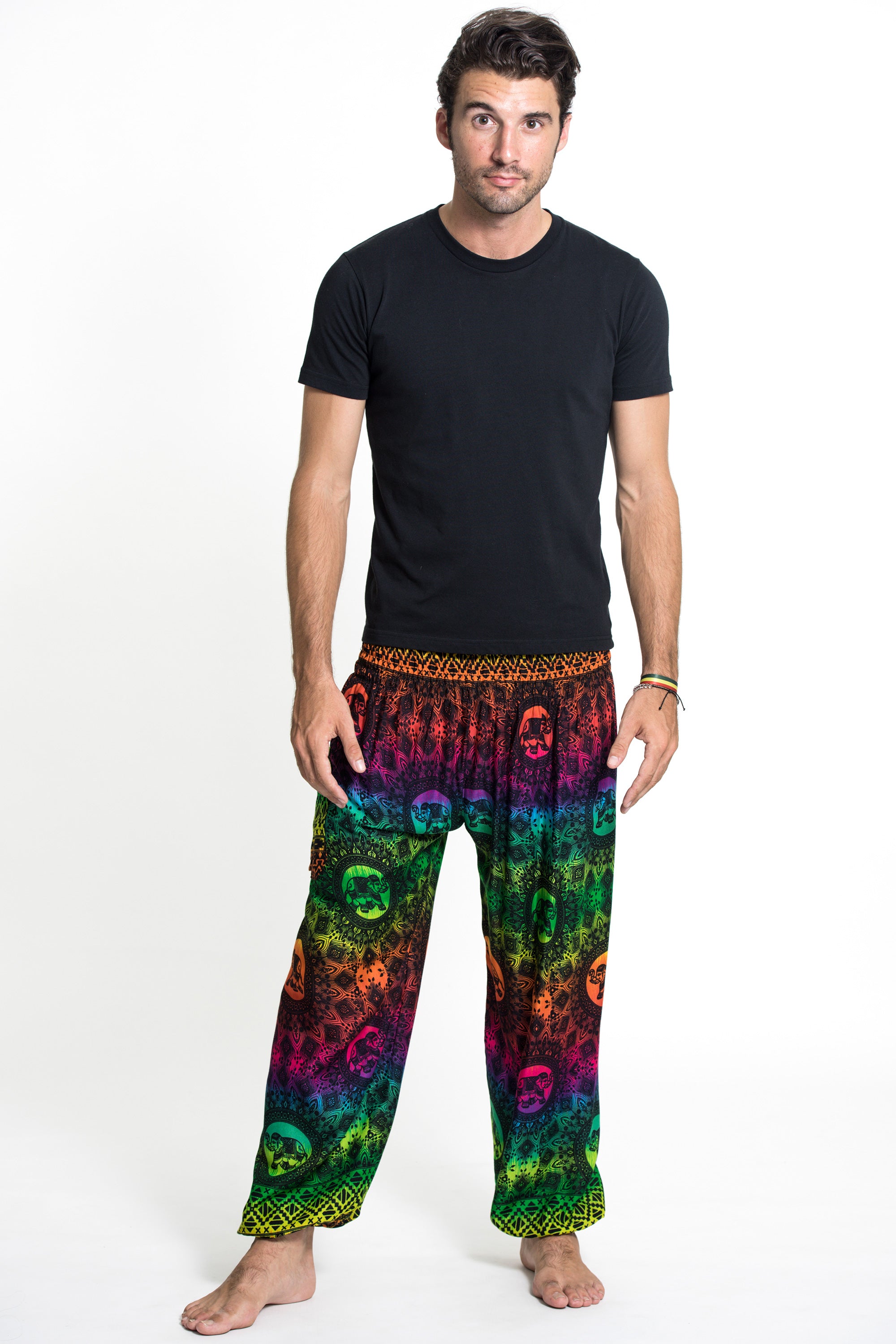 Rainbow Elephant Men's Elephant Pants in Green – Harem Pants