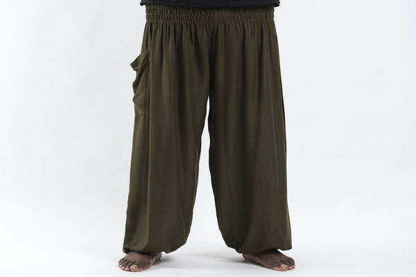 Plus Size Solid Color Men's Harem Pants in Green