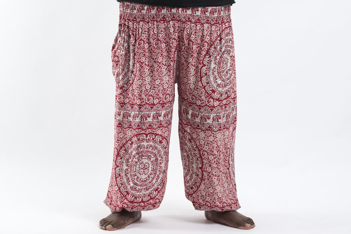 Plus Size Paisley Elephant Men's Elephant Pants in Red – Harem Pants