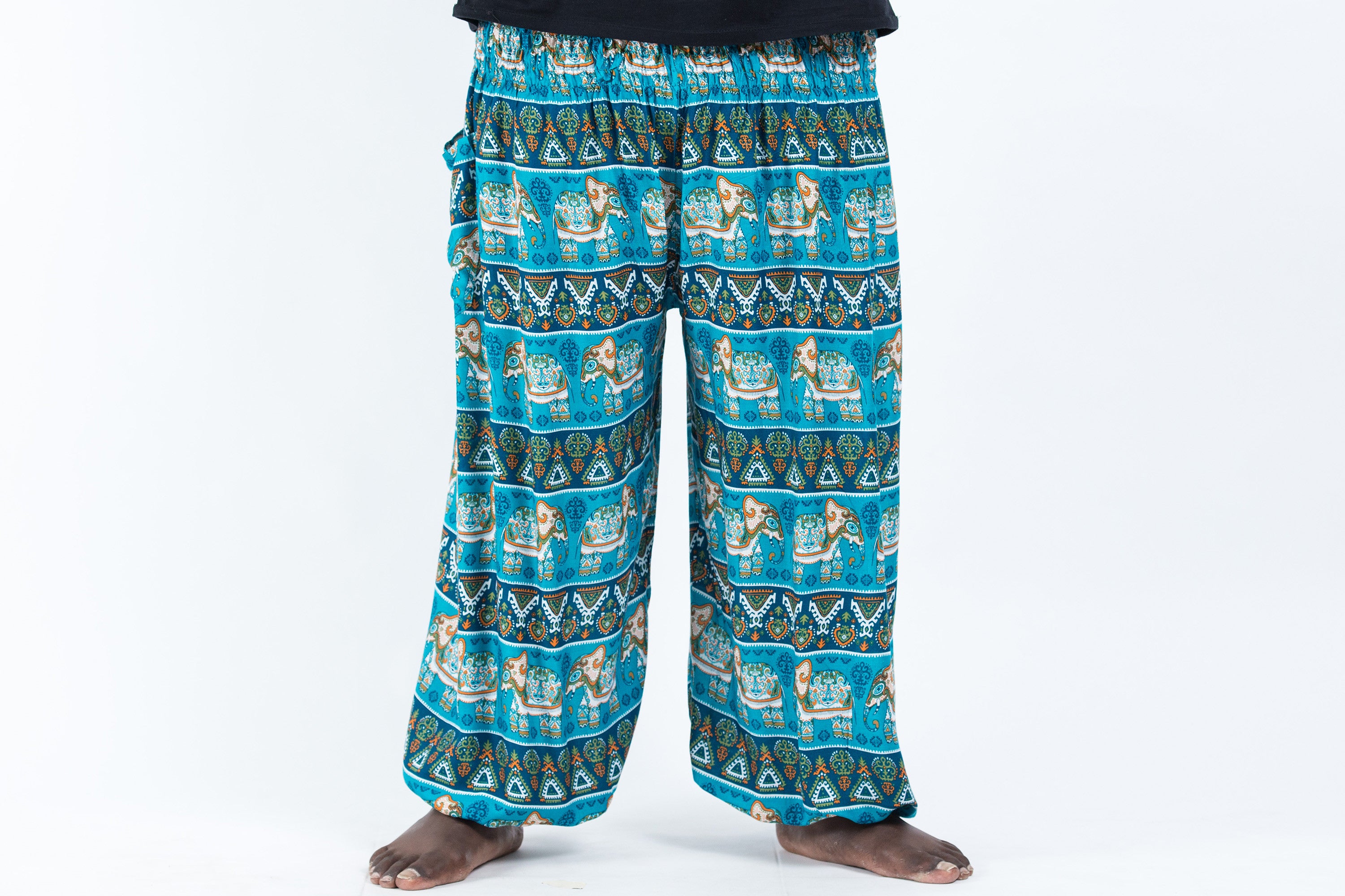 Plus Size Aztec Elephant Men's Elephant Pants in Ocean Blue – Harem Pants