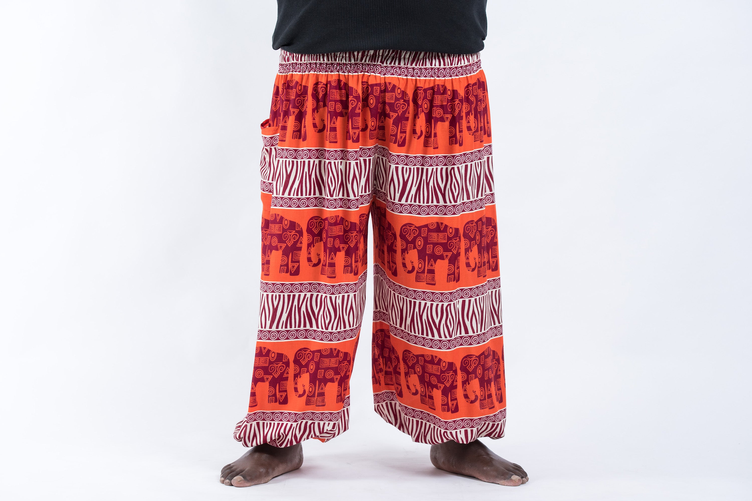 Plus Size Safari Elephant Men's Elephant Pants in Orange – Harem Pants