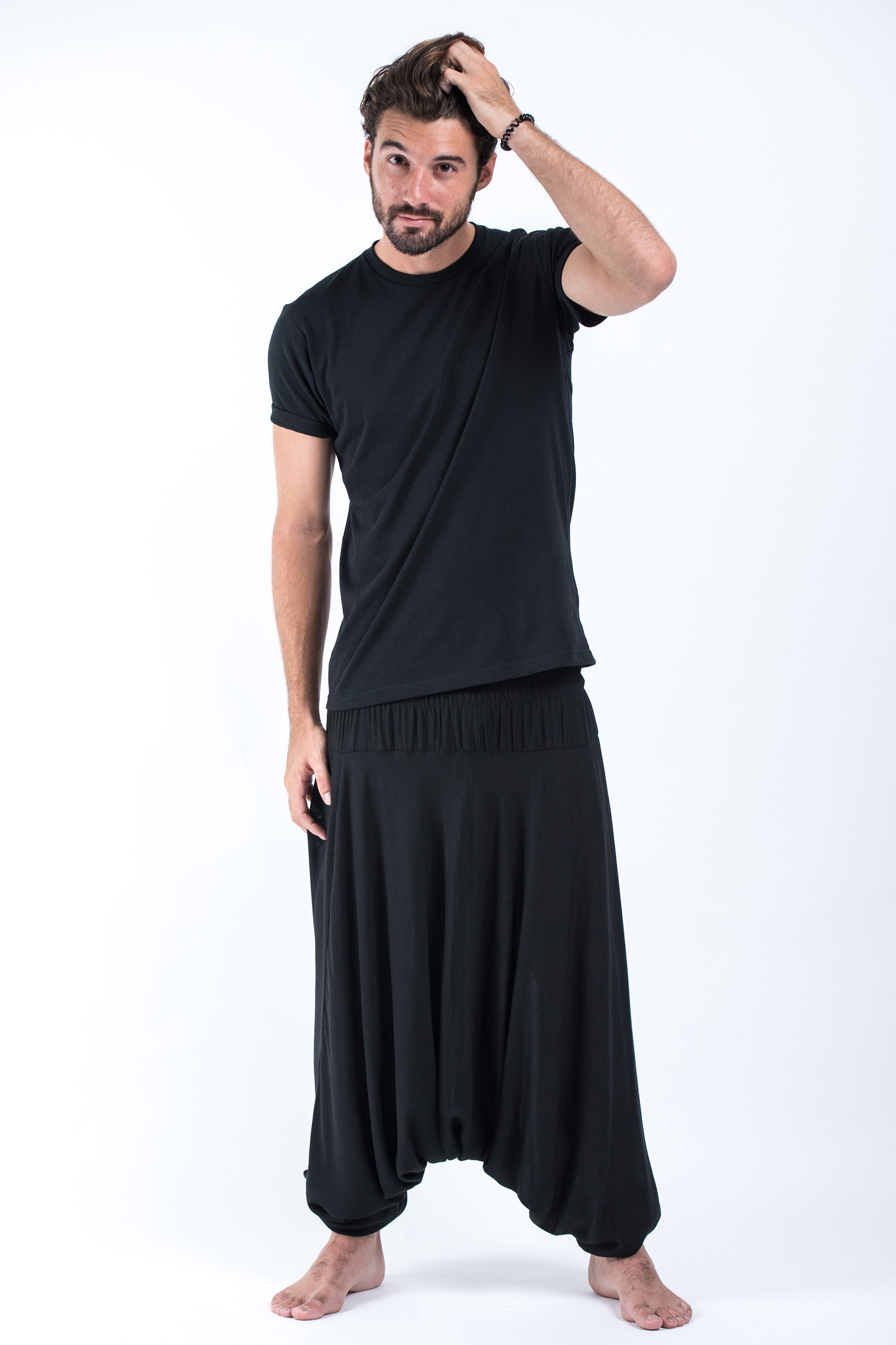 Solid Color Women's Harem Pants in Black