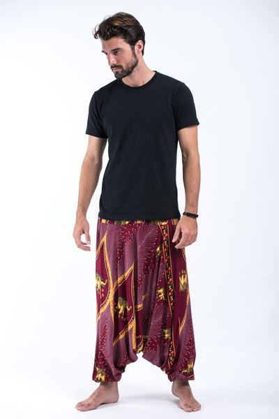 Peacock Elephant Drop Crotch Men's Elephant Pants in Red – Harem Pants