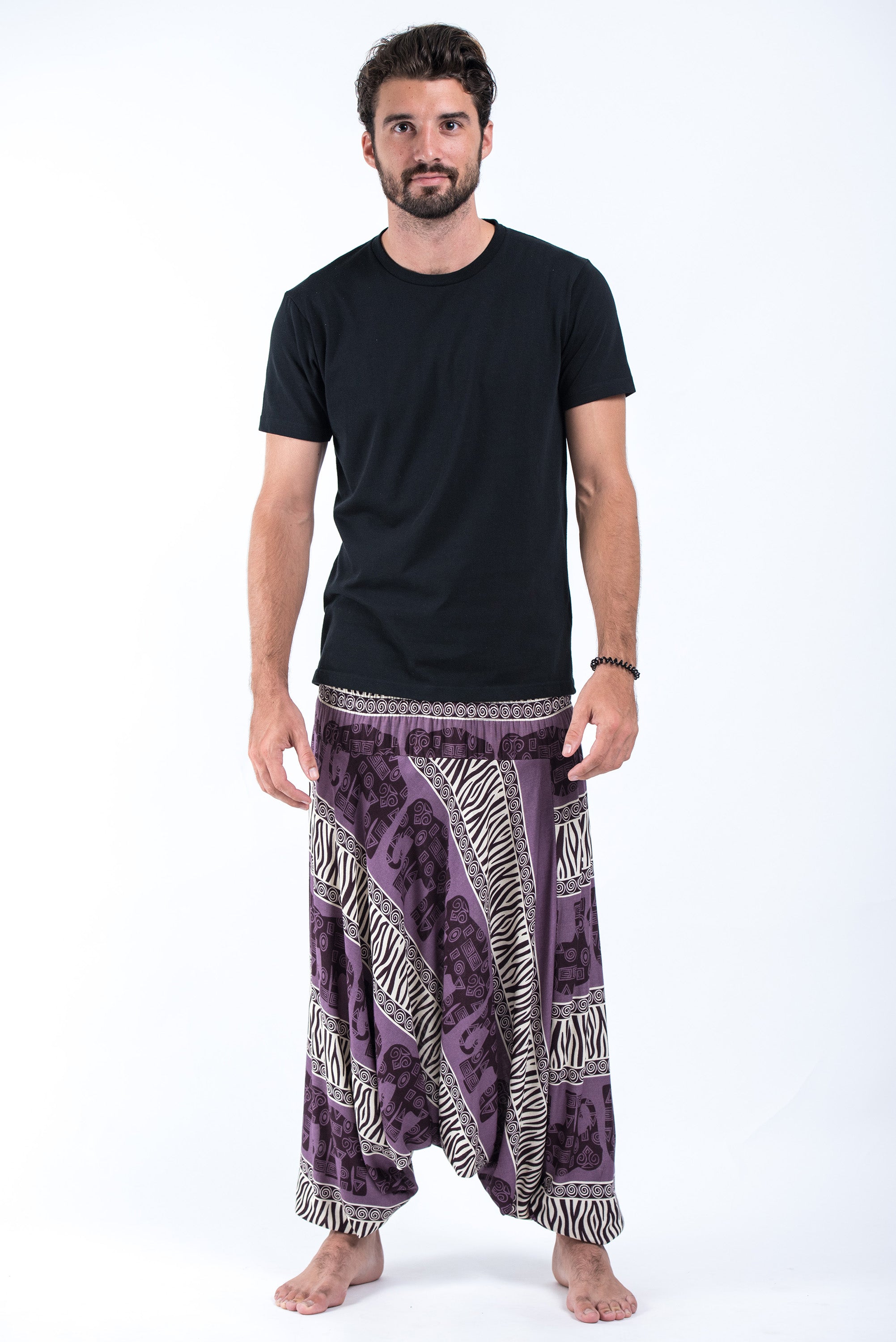 Safari Elephant Drop Crotch Men's Elephant Pants in Violet – Harem Pants