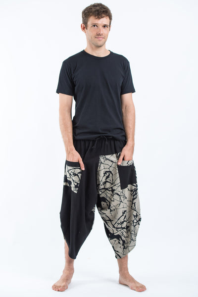 Two Tone Shatters Print Men's Three Quarter Pants in Black – Harem Pants