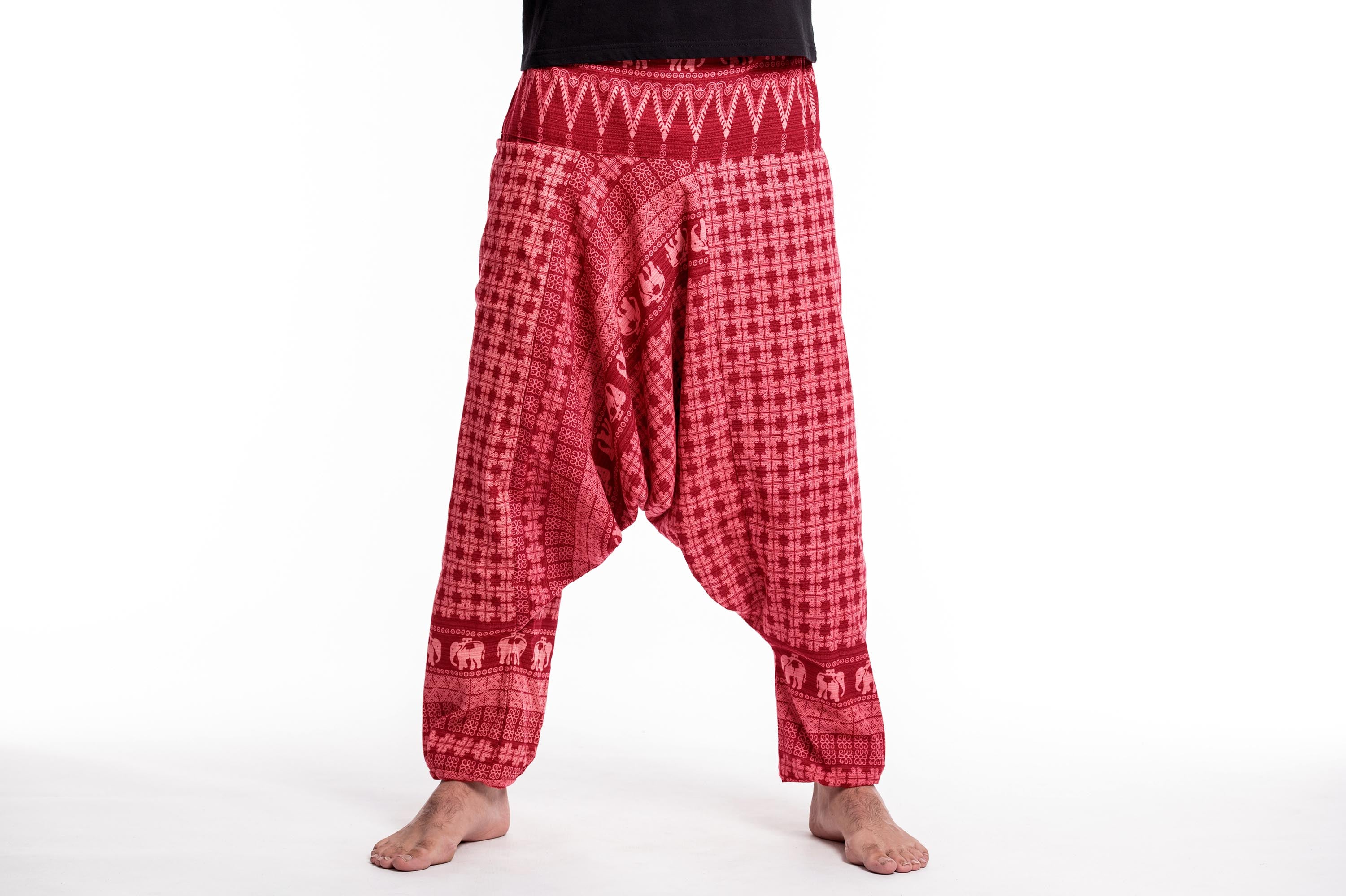 Hill Tribe Elephant Men's Elephant Pants in Red – Harem Pants