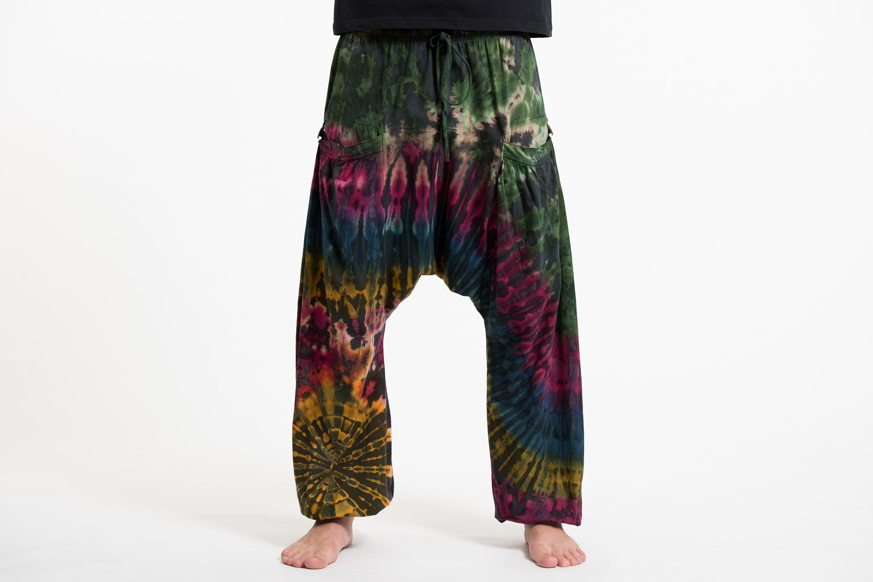 Tie Dye Cotton Men Harem Pants in Festival Gray