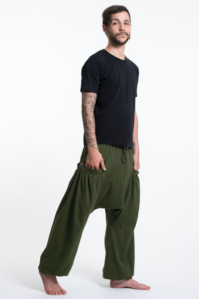 Cotton Men Harem Pants in Solid Green