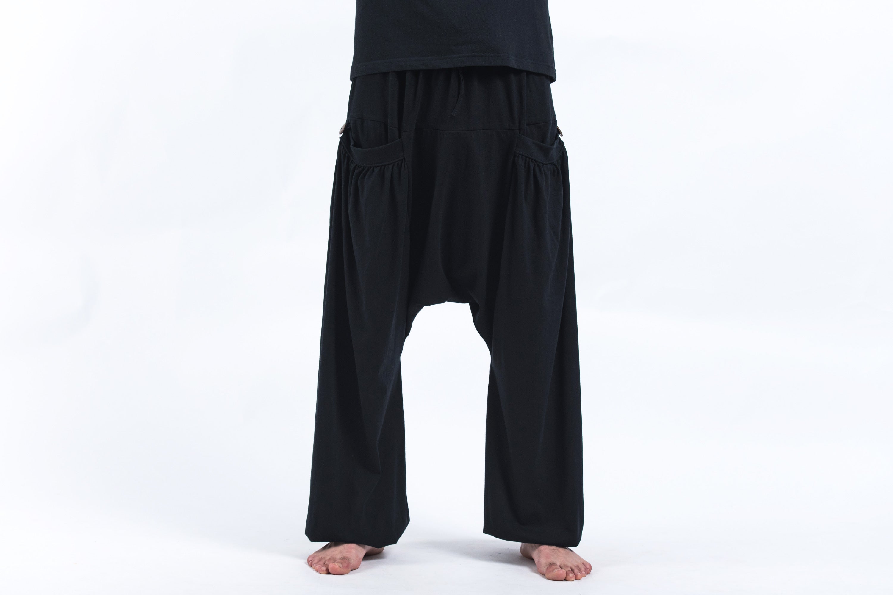 Cotton Women Harem Pants in Solid Black