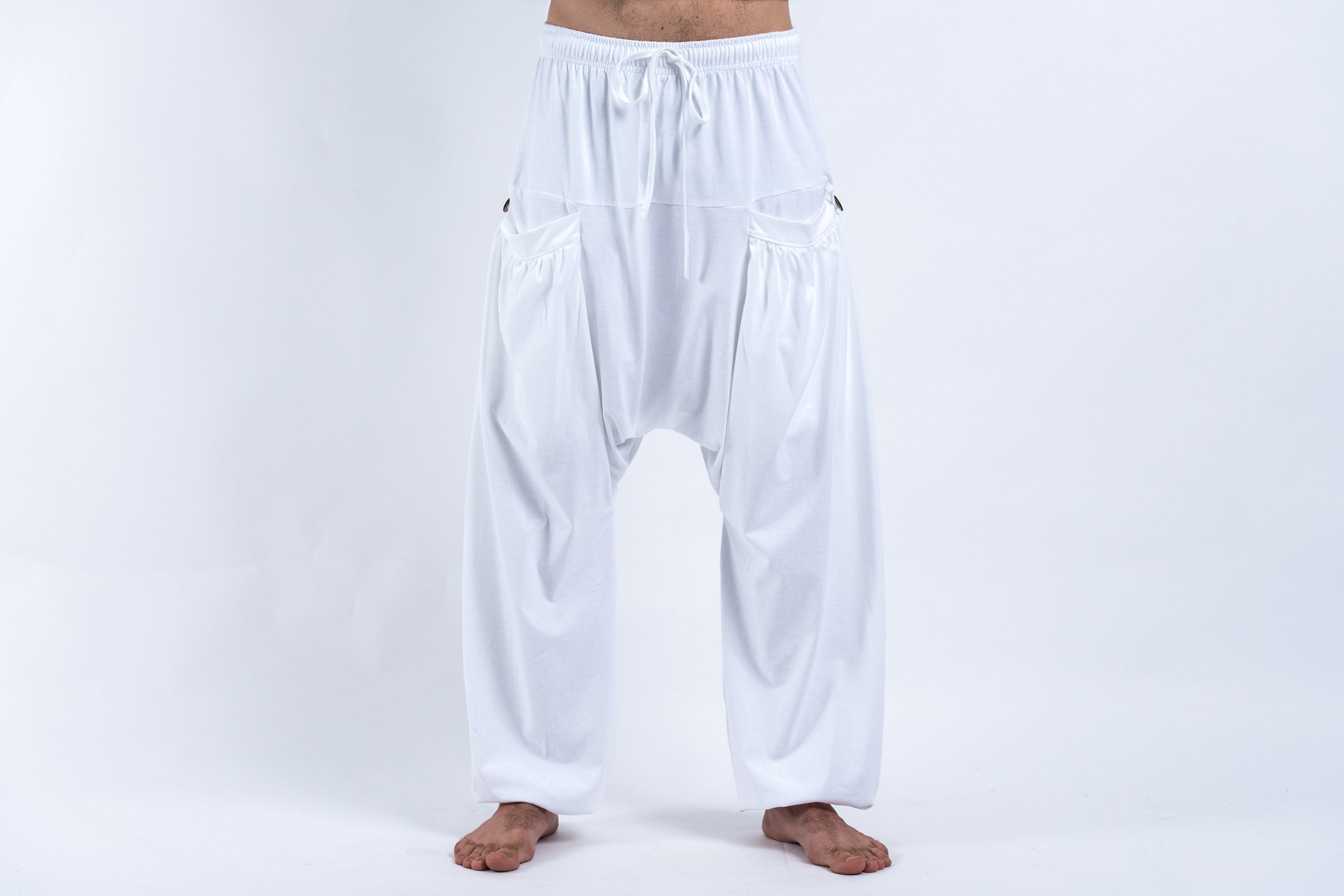 Cotton Women Harem Pants in Solid Light Blue