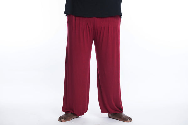 Plus Size Cotton Men Harem Pants in Solid Red